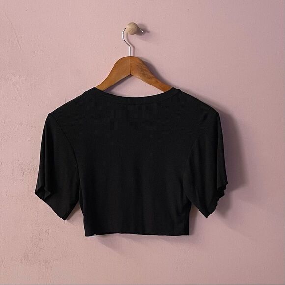 Naked Wardrobe Black Ribbed Crop Top Size M GUC - Picture 2 of 11